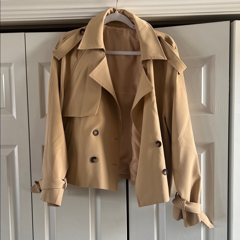 Amazon Tan Women's Trench Coat cropped